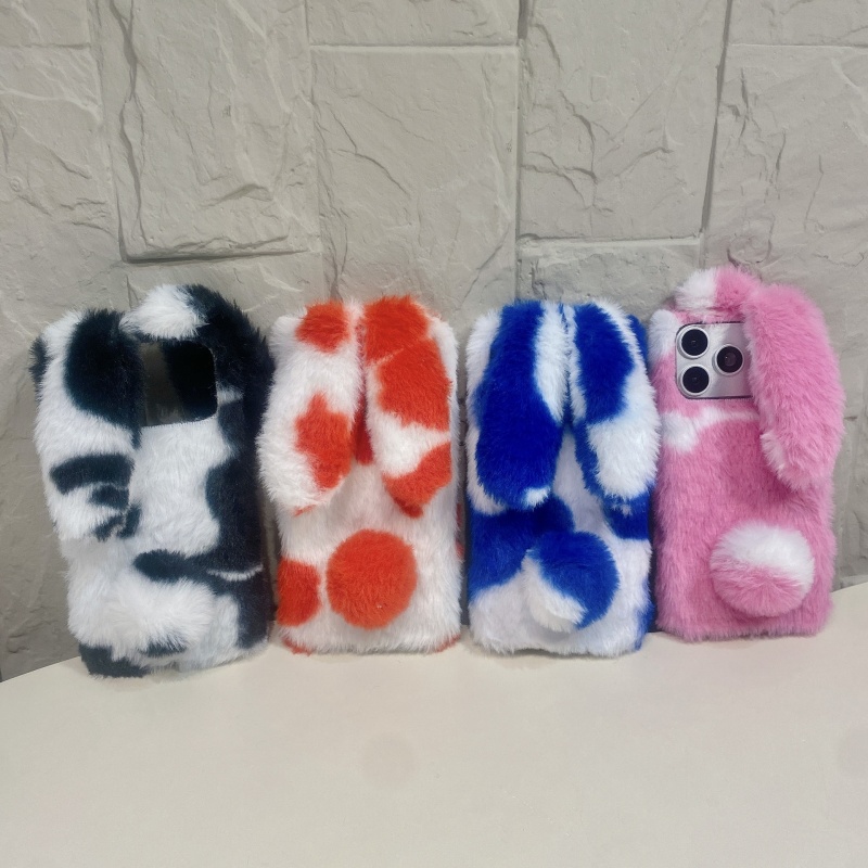 Apple Iphone 15 - Cute Rabbit Design Fluffy Phone Cases